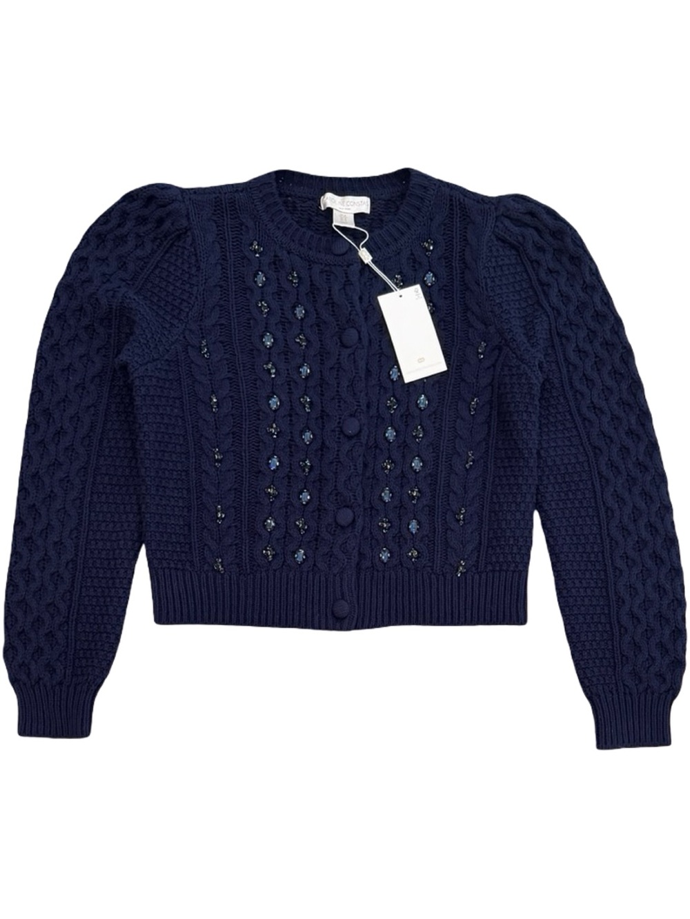 NWT Caroline Constas Cable Knit Jeweled Cardigan - Picture 4 of 7